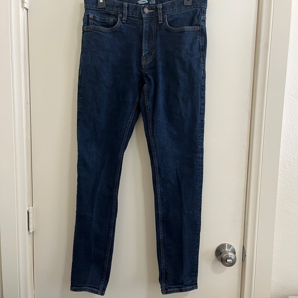 Old Navy Mens Slim Tapered Jeans 31x32 Dark Wash Stretch Denim Minimalist Casual